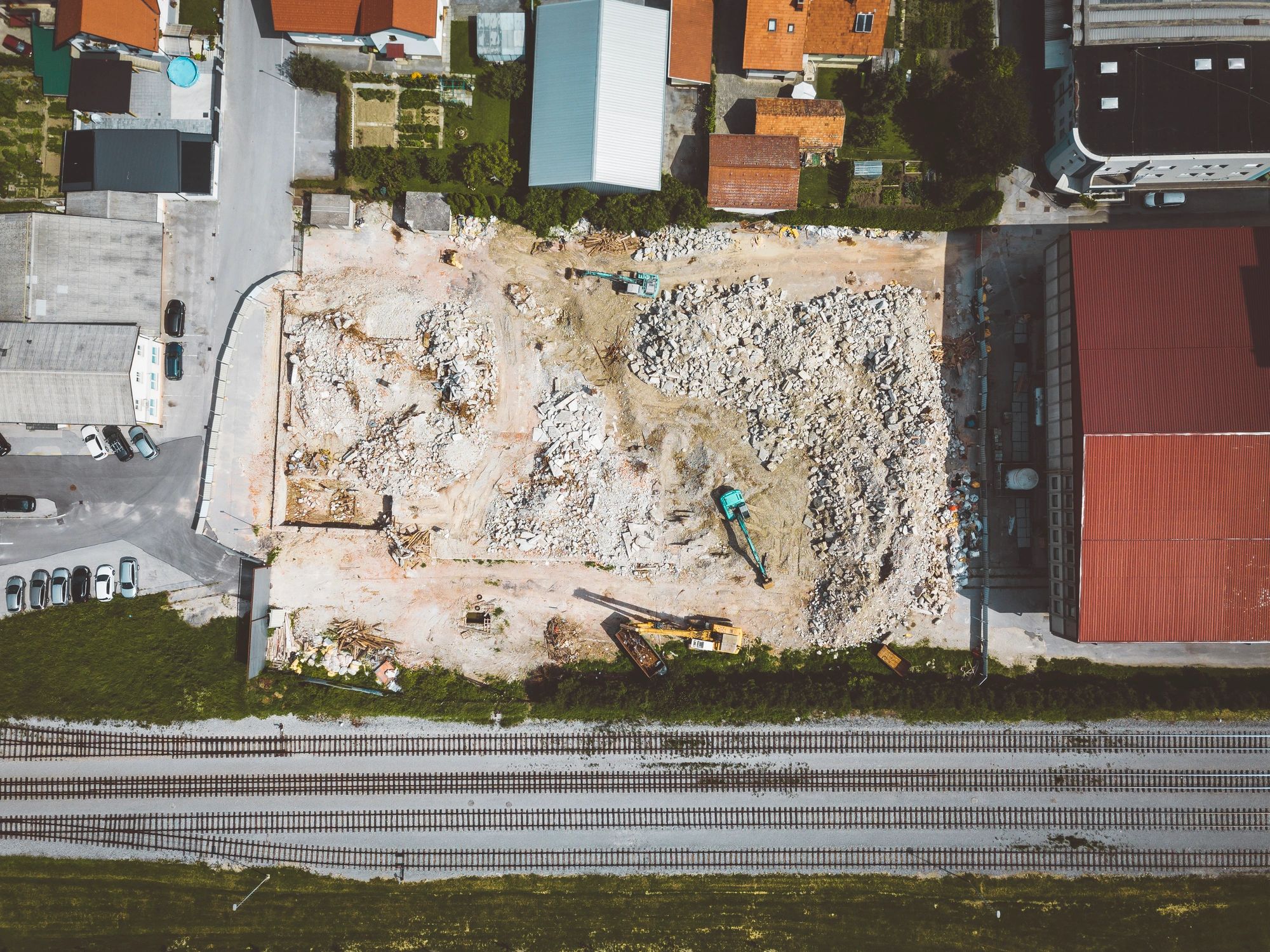 Construction site grading and foundation preparation