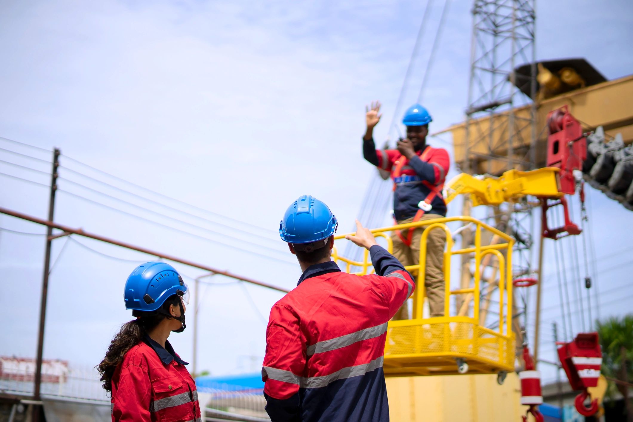 Engineers and builders working together on site